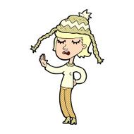 cartoon woman wearing winter hat N60