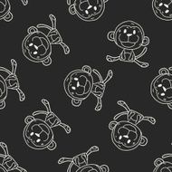 Chinese Zodiac monkey doodle drawing seamless pattern background N2