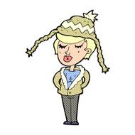 cartoon woman wearing winter hat N61