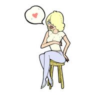cartoon woman with love heart N11