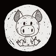 Chinese Zodiac pig doodle drawing N4