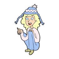 cartoon woman wearing winter hat N63
