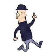 cartoon man wearing bowler hat N25