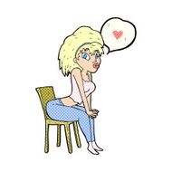 cartoon woman with love heart N12
