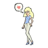 cartoon woman with love heart N13