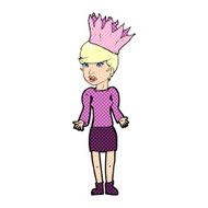 cartoon woman wearing paper crown N5