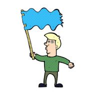 cartoon man waving flag N3
