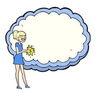 woman with text space cloud N9