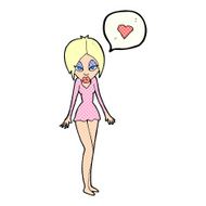 cartoon woman with love heart N14