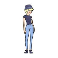 cartoon pretty woman wearing hat N3