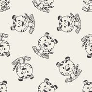 Chinese Zodiac tiger doodle drawing seamless pattern background