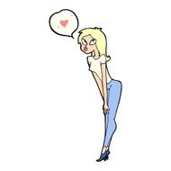 cartoon woman with love heart N15