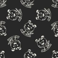 Chinese Zodiac tiger doodle drawing seamless pattern background N2
