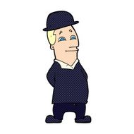 cartoon man wearing bowler hat N26
