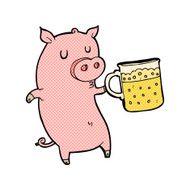cartoon pig with beer N3