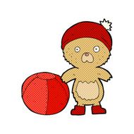 cartoon bear in hat with ball N3