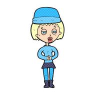 cartoon woman wearing winter hat N66