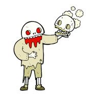 cartoon zombie holding a skull N3