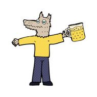 cartoon wolf man drinking beer N3