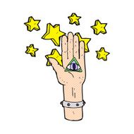 cartoon mystic eye hand symbol N3