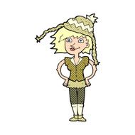 cartoon woman wearing winter hat N67