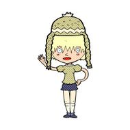 cartoon woman wearing winter hat N68