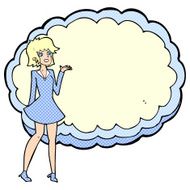 cartoon friendly woman with cloud text space N3