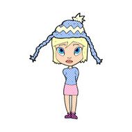 cartoon woman wearing winter hat N74