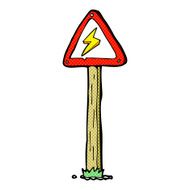 cartoon electrical warning sign N10