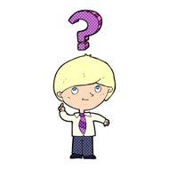 cartoon school boy with question N5