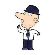 cartoon man wearing bowler hat N29