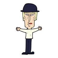 cartoon man wearing bowler hat N30