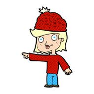 cartoon woman wearing winter hat N75
