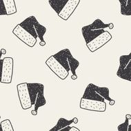 Christmas hat doodle seamless pattern background