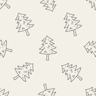 Christmas tree doodle drawing seamless pattern background