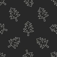 Christmas tree doodle drawing seamless pattern background N2