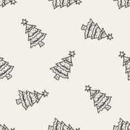 Christmas tree doodle seamless pattern background N2