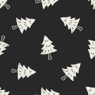 Christmas tree doodle seamless pattern background N3