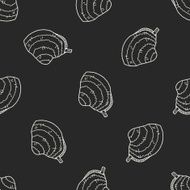 clam doodle seamless pattern background N2