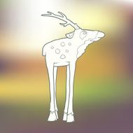 Vector Illustration Hand-drawn deer with long horns and spots