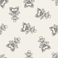 clown doodle drawing seamless pattern background N2