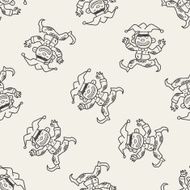 clown doodle drawing seamless pattern background N19