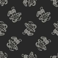 clown doodle drawing seamless pattern background N26
