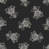clown doodle drawing seamless pattern background N27