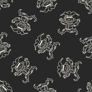 clown doodle drawing seamless pattern background N38
