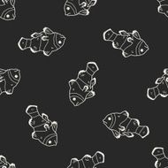 Clownfish doodle seamless pattern background N2