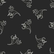 dinosaur doodle seamless pattern background N7