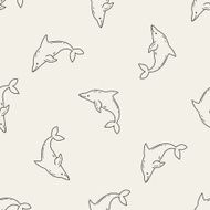 Dolphin doodle seamless pattern background