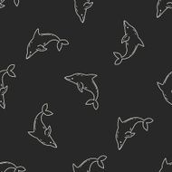 Dolphin doodle seamless pattern background N2