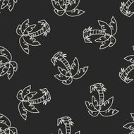doodle coconut tree seamless pattern background N2